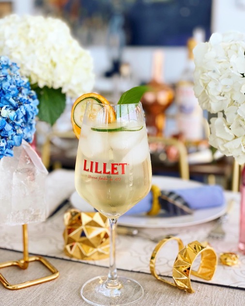 Lillet spritz featured herbal hints with basil, cucumber and orange