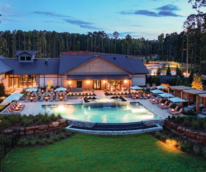 The exterior and infinity spa pool at Richland Pointe Village PHOTO COURTESY OF REYNOLDS LAKE OCONEE