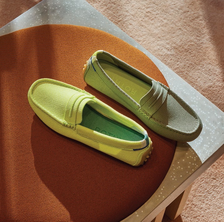 Rothy’s The Driver style, shown here in colors Limon and Martini, is part of its new spring collection. PHOTO COURTESY OF BRAND