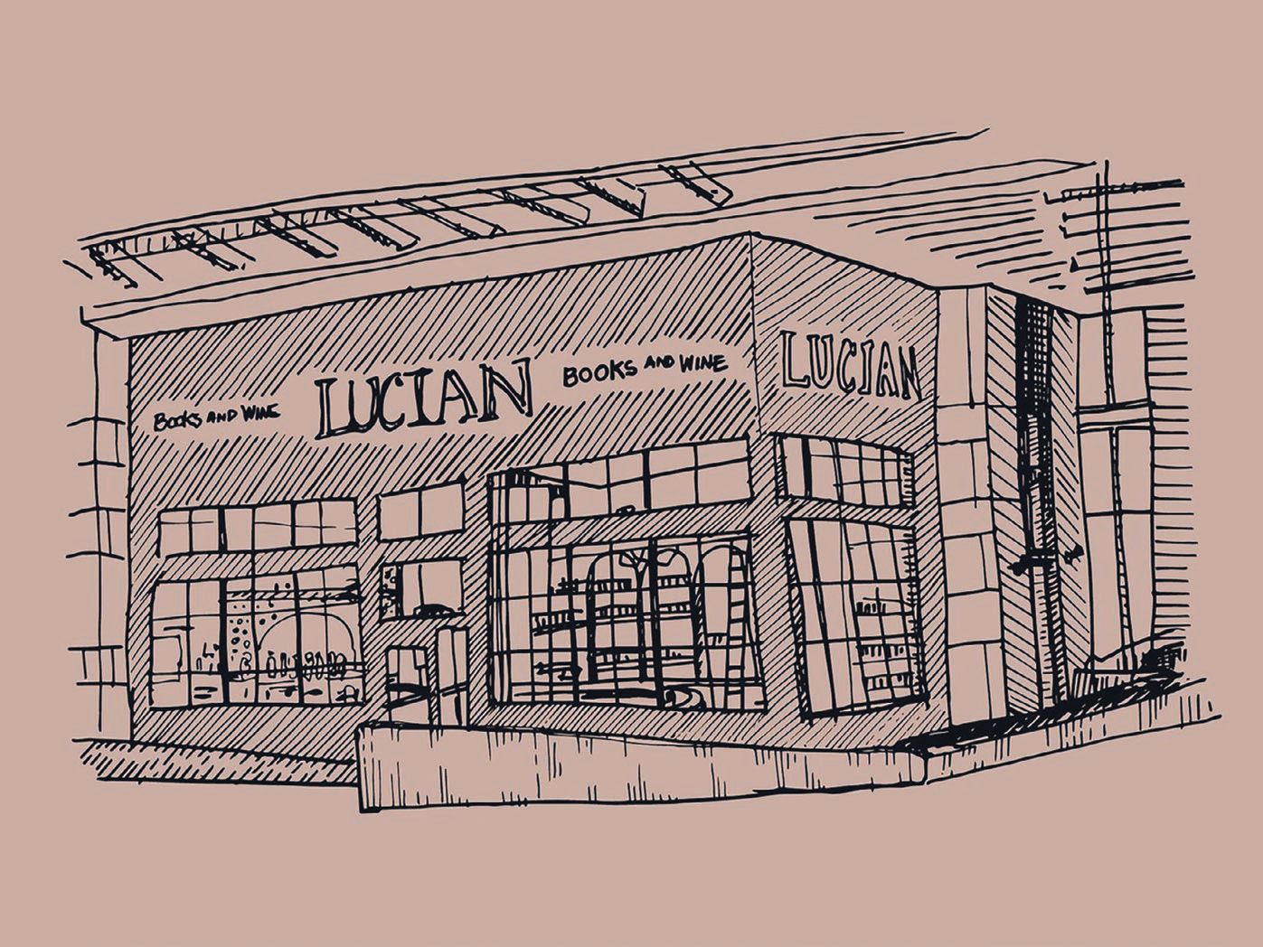 An illustration of the soon-to-be location of Lucian Books and Wine.