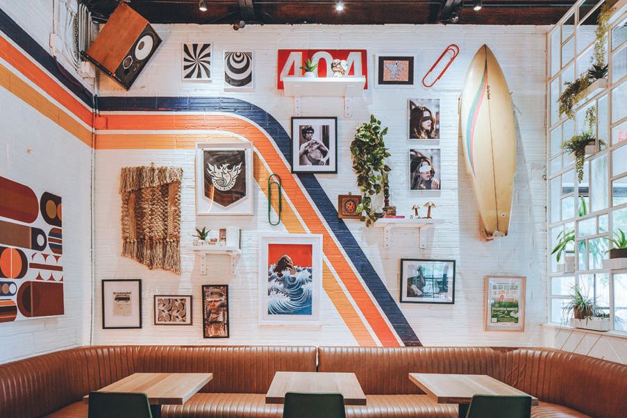 Classic Muchacho stripes adorn the walls of the newly reopened resto. PHOTO: BY GABRIELLA LEPAGE